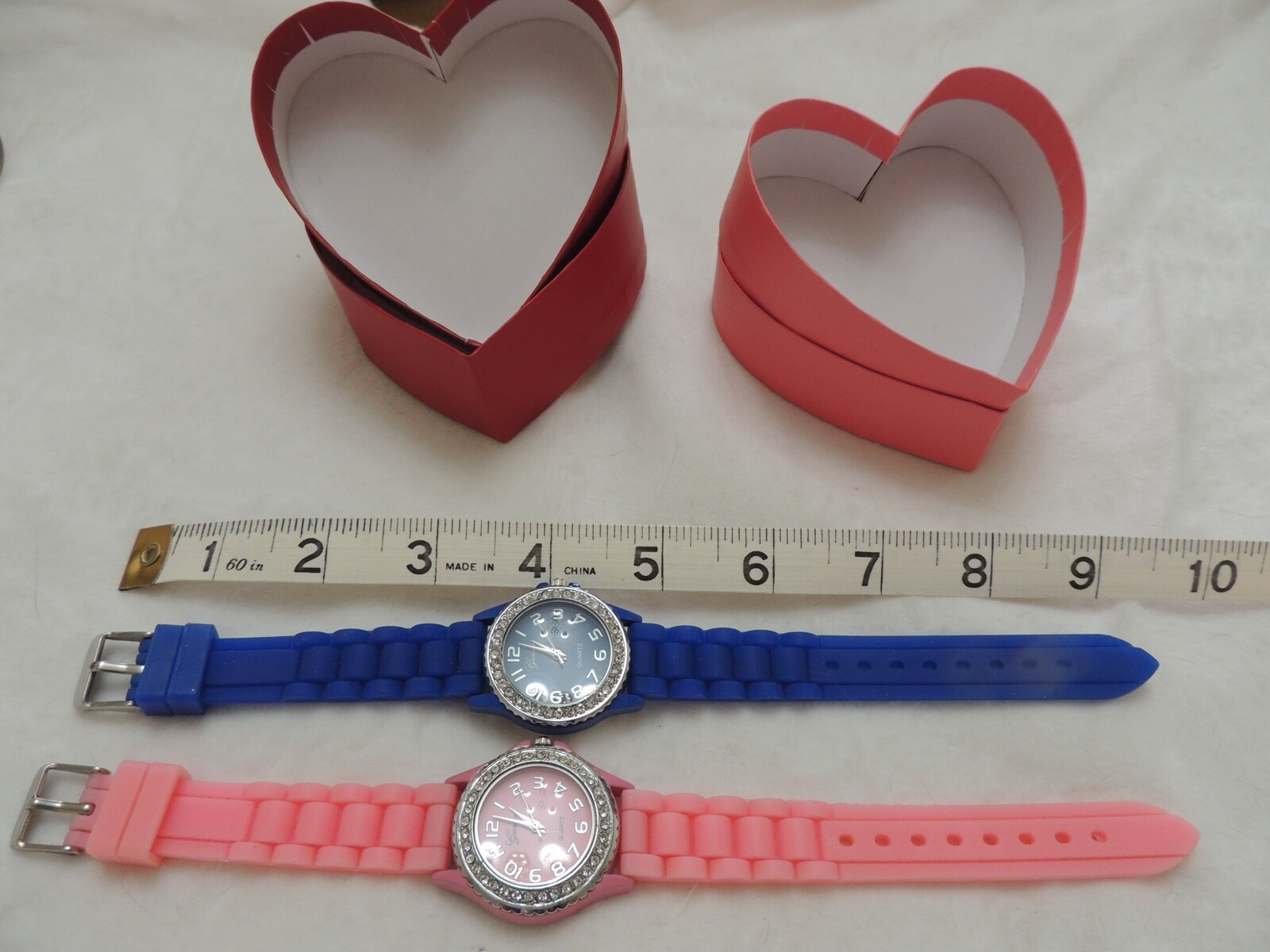 Lot of 2 kid/teen Geneva, rhinestone watches with silicone jelly bands