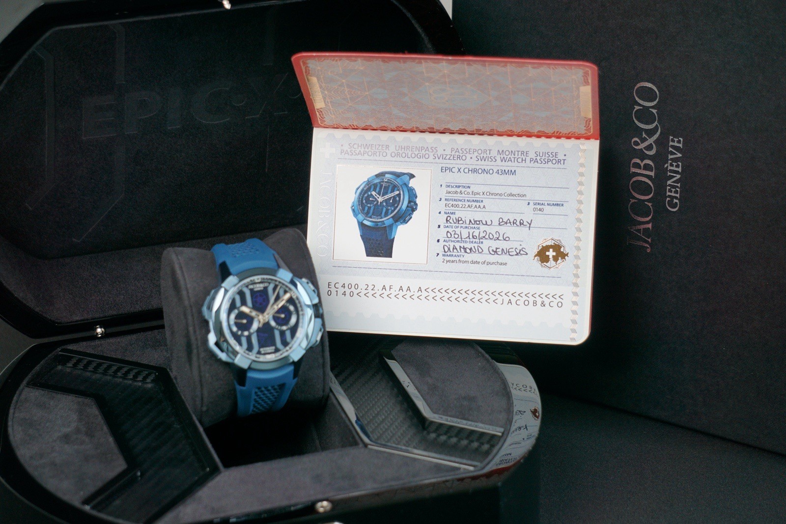 Jacob & Co. Epic X Chronograph EC400.22.AF.AA.A Titanium Blue w. Papers 2026