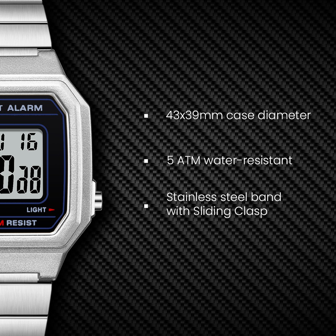 Kenneth Scott Women’s Digital Watch | Black Dial, 43mm, 50 m (5 ATM)