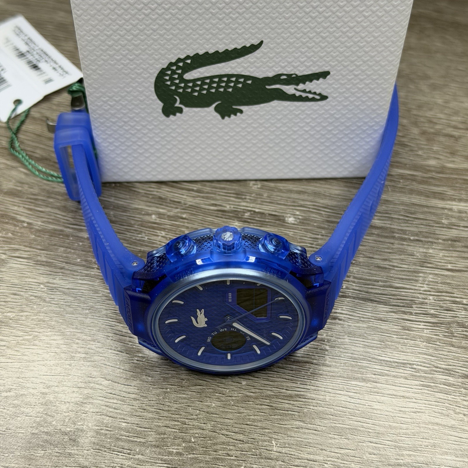 NEW✅ Lacoste LC33 Analog & Digital Blue Silicone Strap Men Watch 45mm 2011429