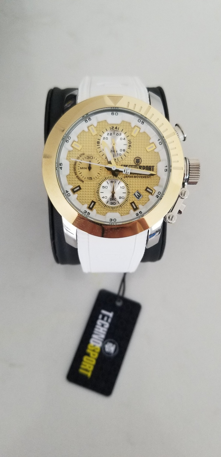 Technosport TS-231-2 Unisex Sports Gold-Tone & White Watch Japan Chronograph