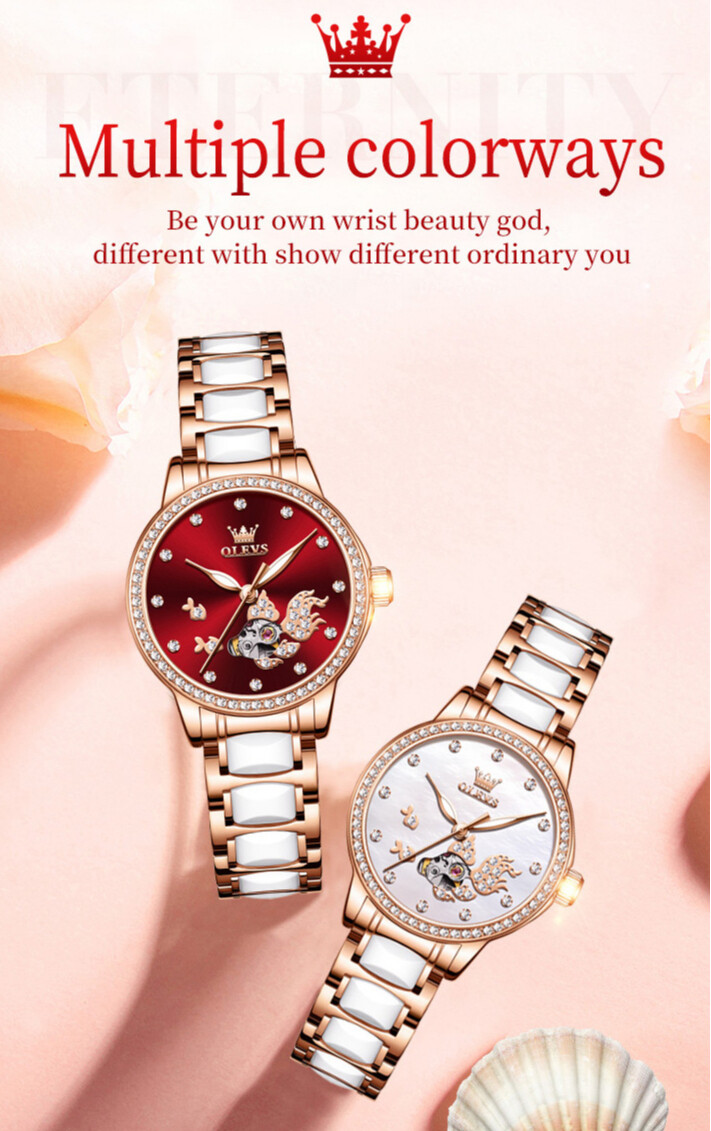 OLEVS Waterproof Luminous Diamonds Dials Automatic Mechanical Watch Women’s