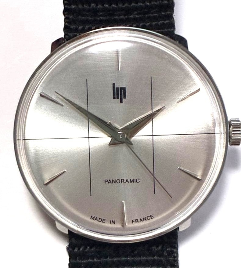 LIP Panoramic Vintage Mens Wristwatch Silver Dial NATO Strap Made in France Japa