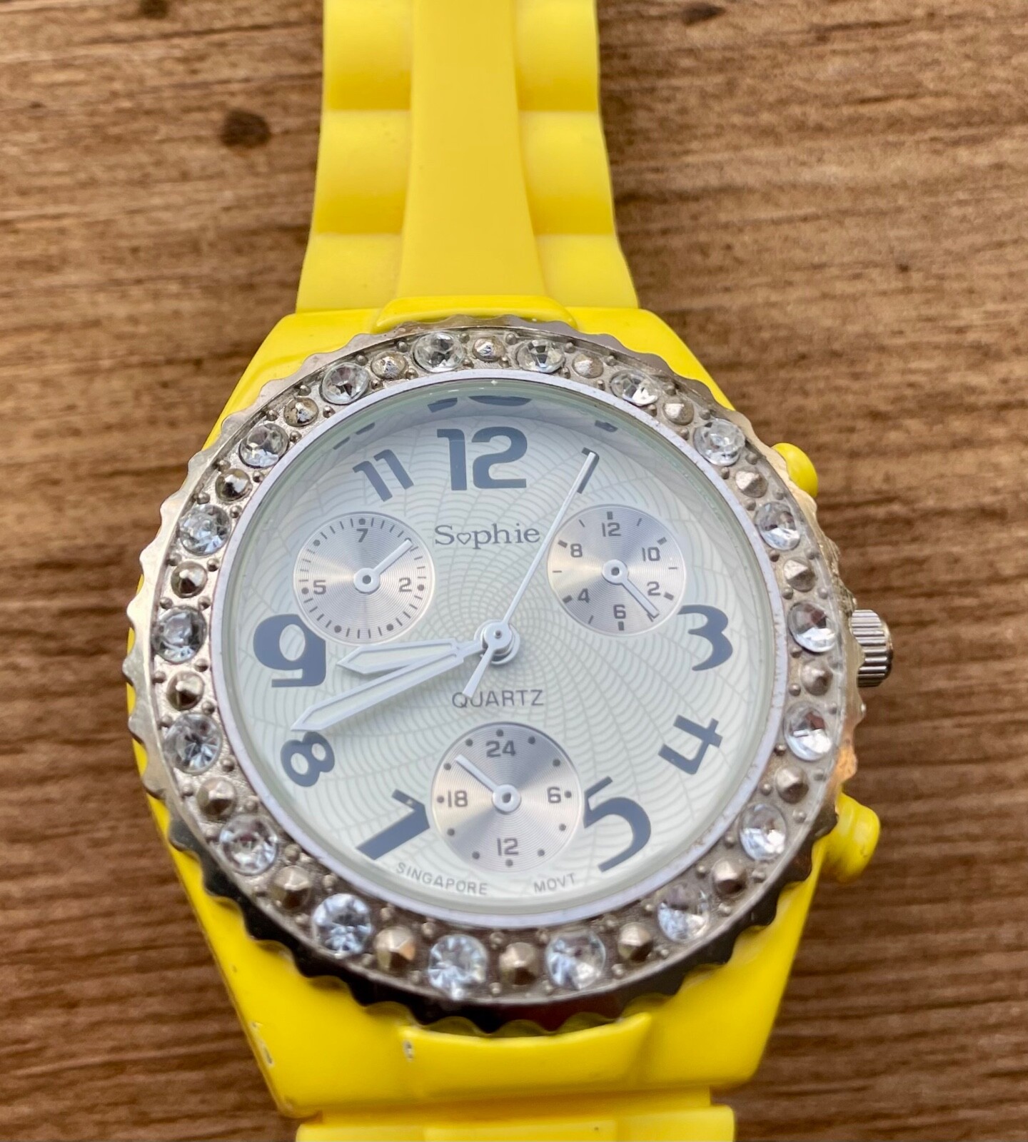 Sophie Quartz Watch Rhinestone Sub Dials New Battery – Working