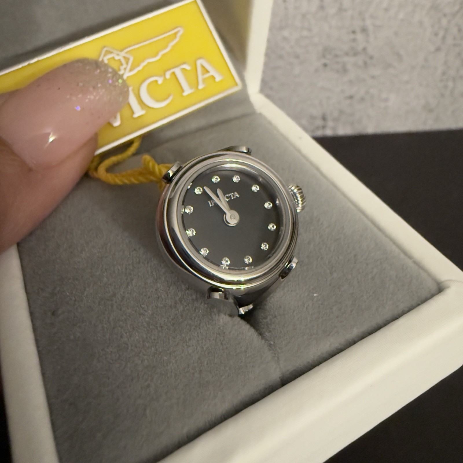 Invicta Angel Women’s Ring Watch – 17.5mm, Black (44481) $199 MSRP-NEW IN BOX