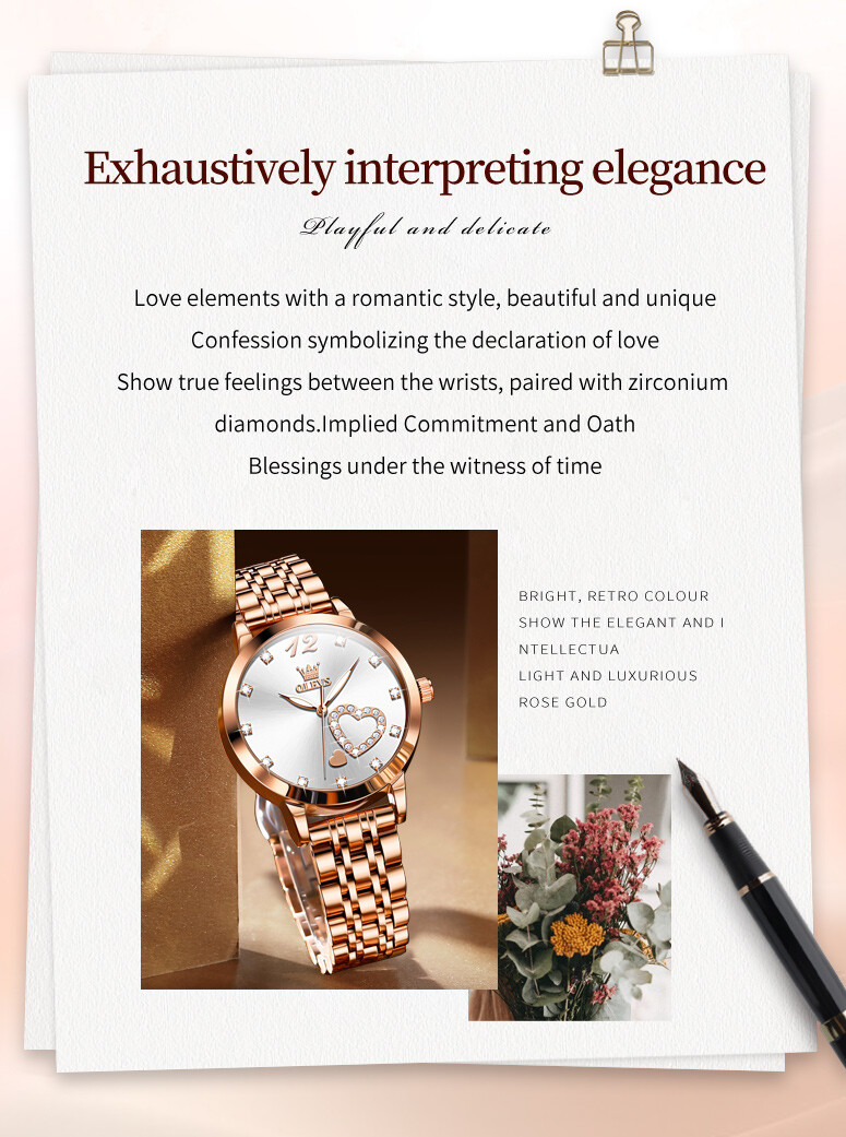 OLEVS Stainless Steel Waterproof Luminous Diamonds Dials Watch Quartz Women’s