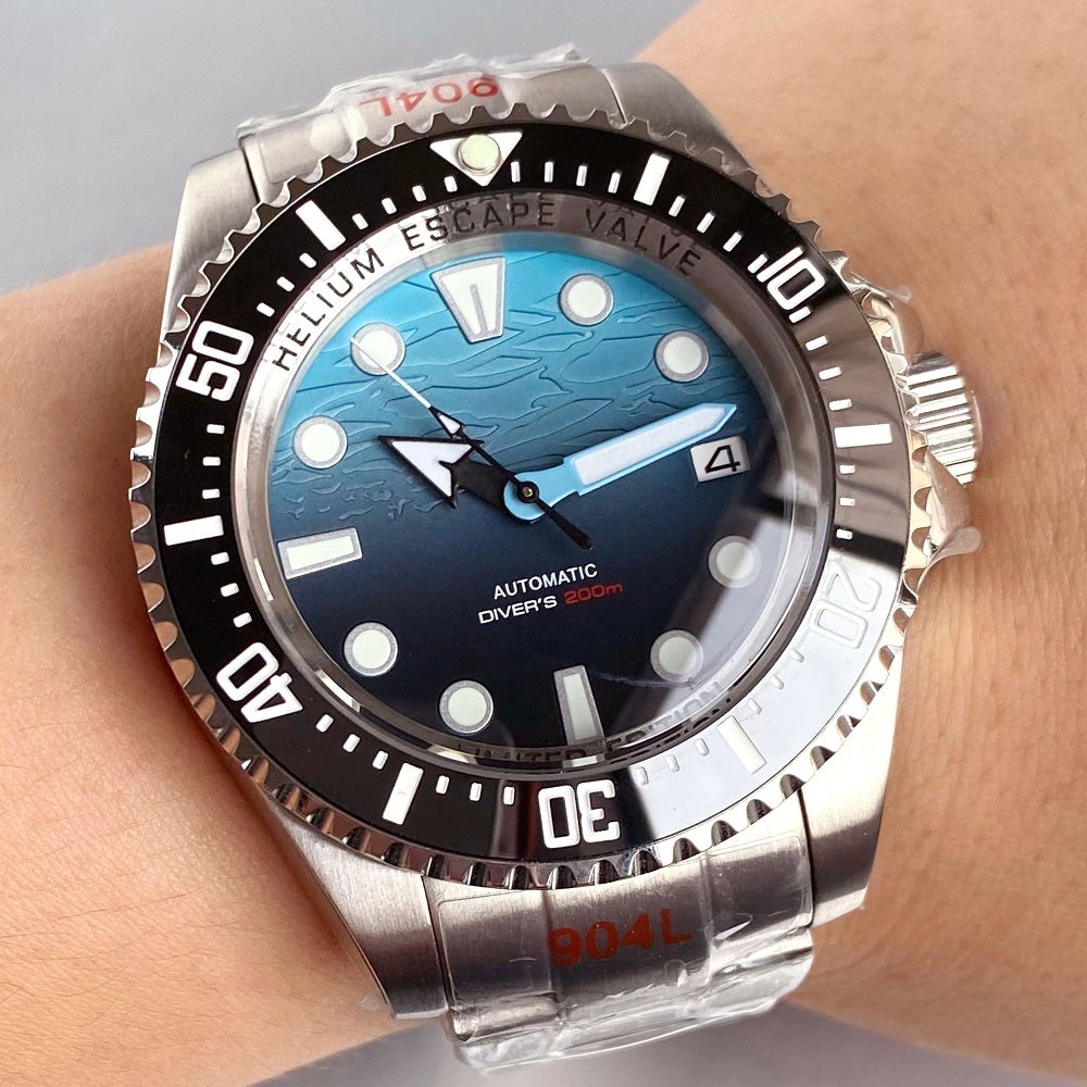 Sea-Blue Dial 43mm NH35 100M Dive Swim Automatic Watch Men Sapphire 120 Click