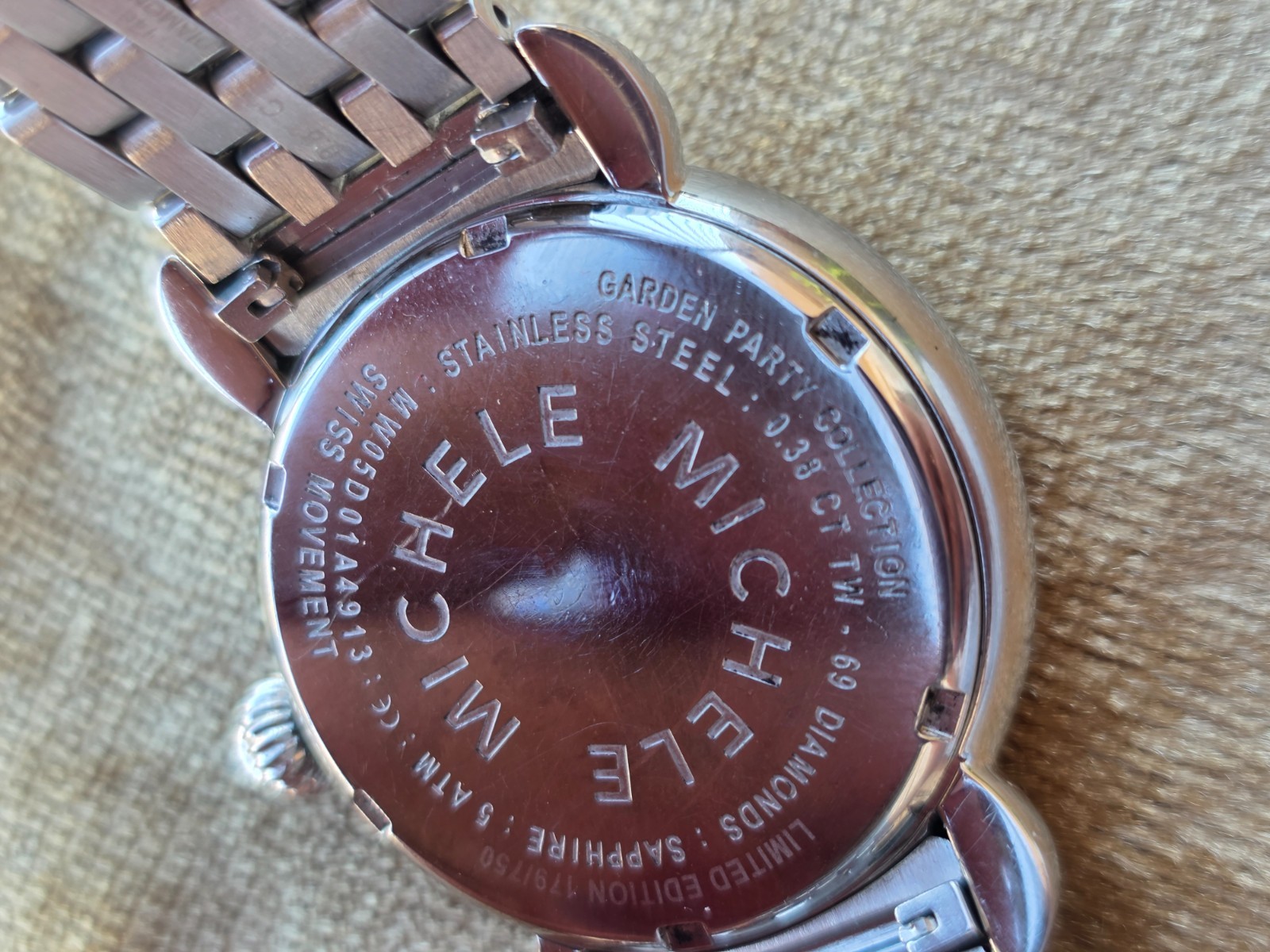 Michele Garden Party Watch-Dragonfly Original Stainless Steel Band, No Scratches