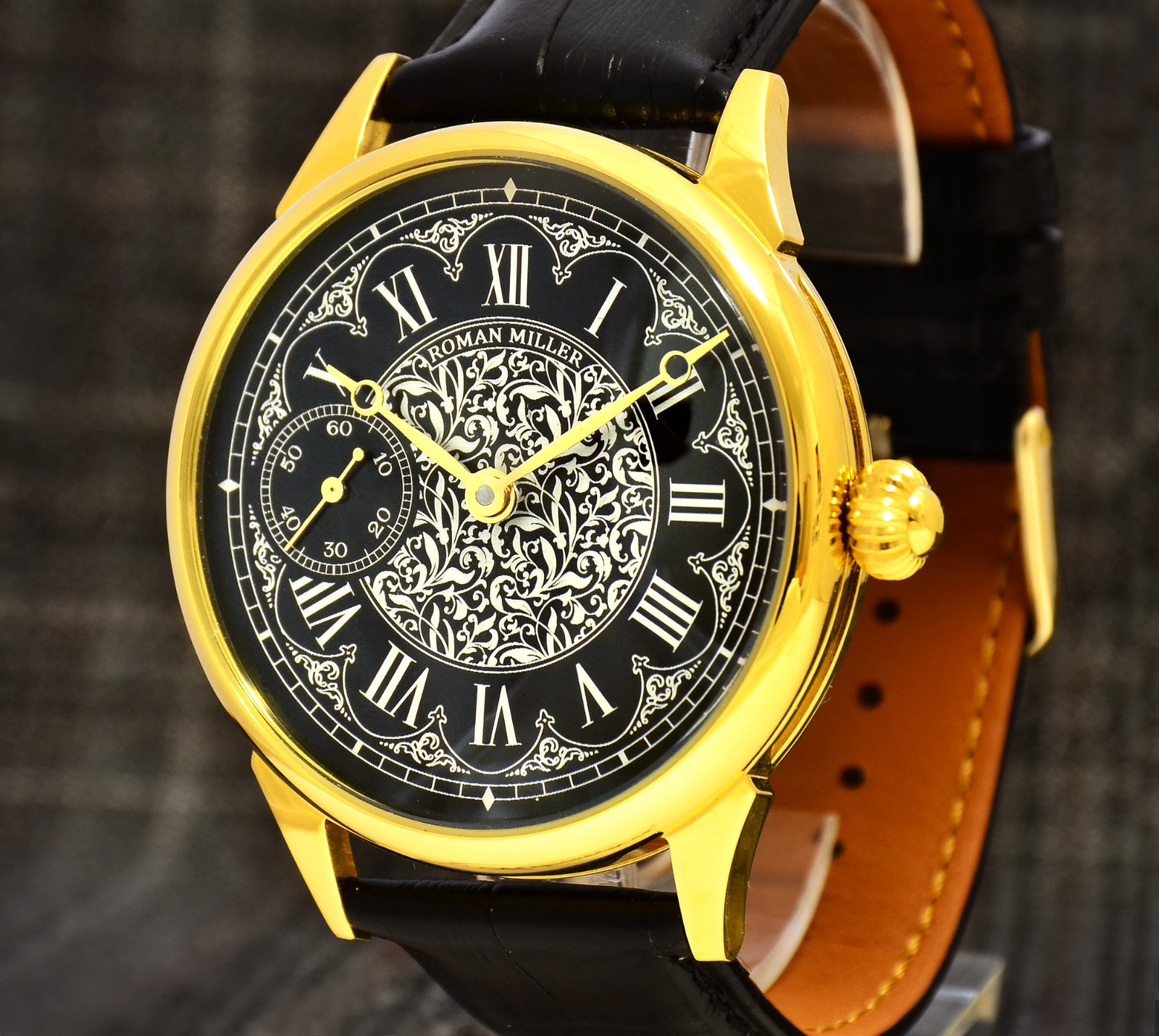 Art Deco men’s watch Gold Marriage Watch Mechanical Luxury Watch Roman Miller