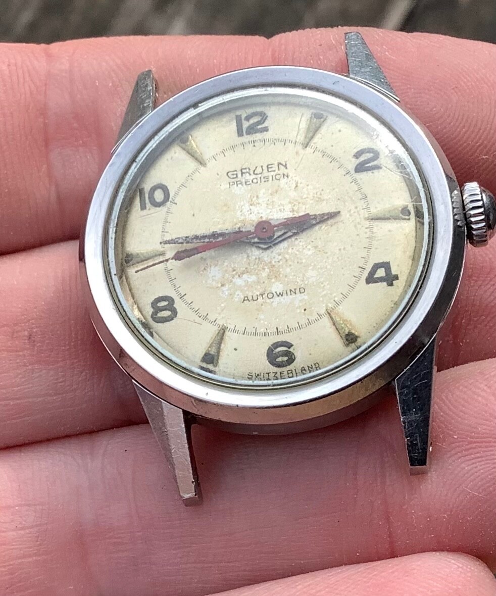 Vintage Gruen Autowind Watch 790 SS Stainless Steel Round Case Movement 6-6887