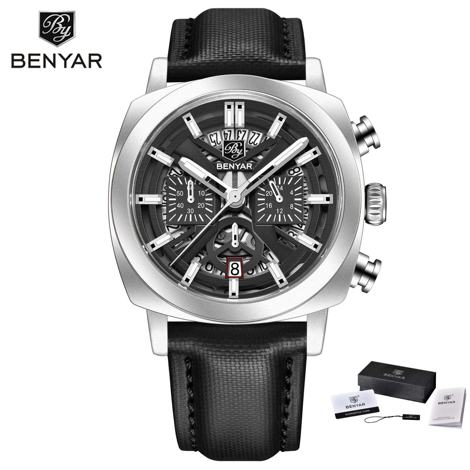 BENYAR 43MM Chronograph Quartz Men’s Watch 50M Luminous AR Crystal