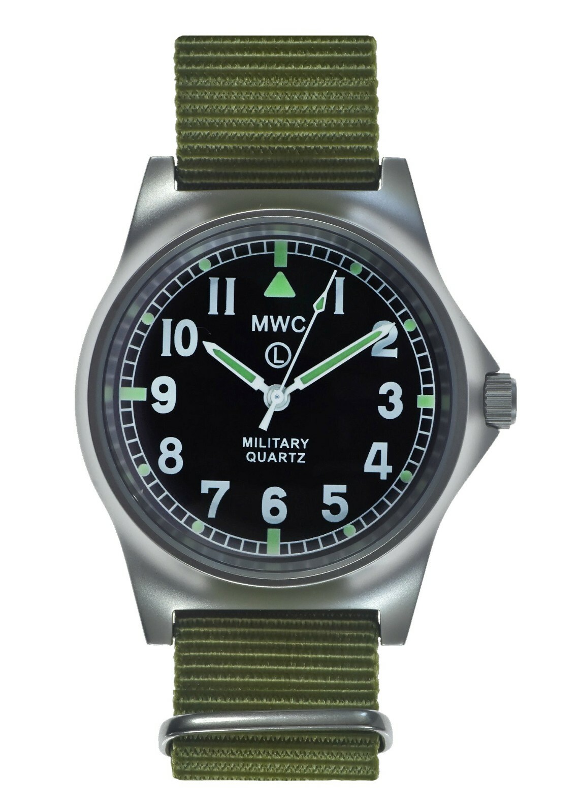 MWC G10LM Military Watch | 50m | No Date | Screw Case Back | Olive Strap