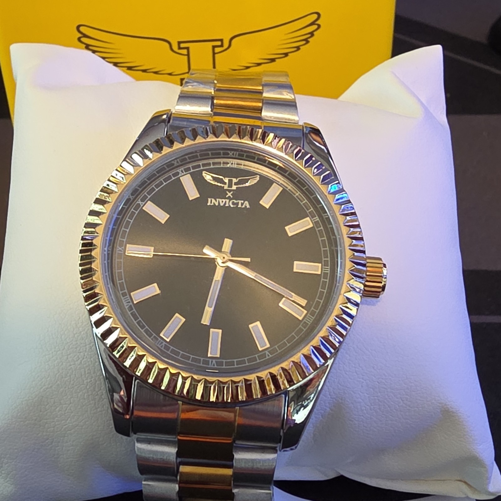 Invicta Specialty Men’s Two-Tone Stainless Steel Bracelet/Black W Gold Bezel