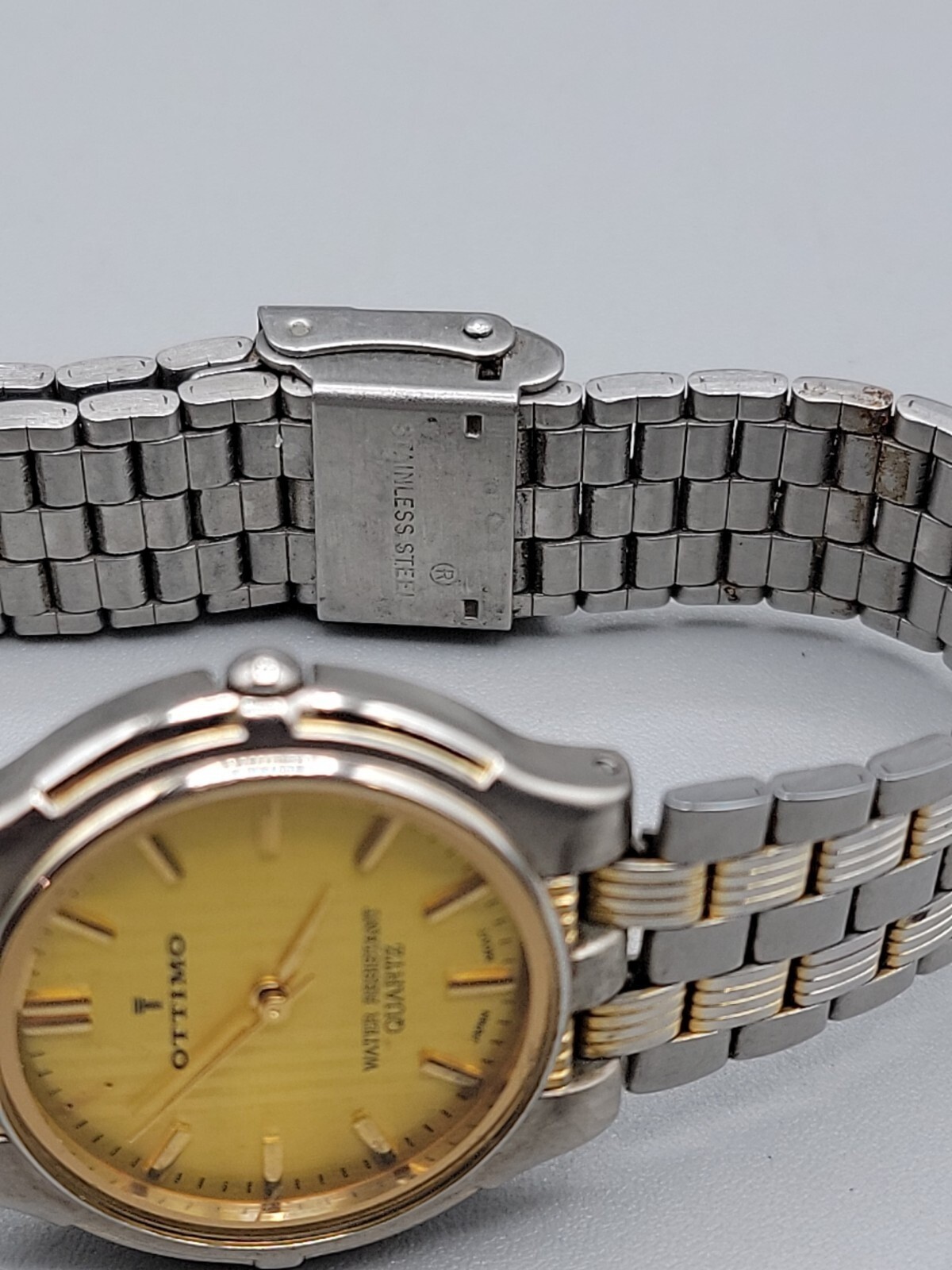 Vintage 18kgp Ottimo Unisex Quartz Watch Rare Yellow Dial 7″ 30mm