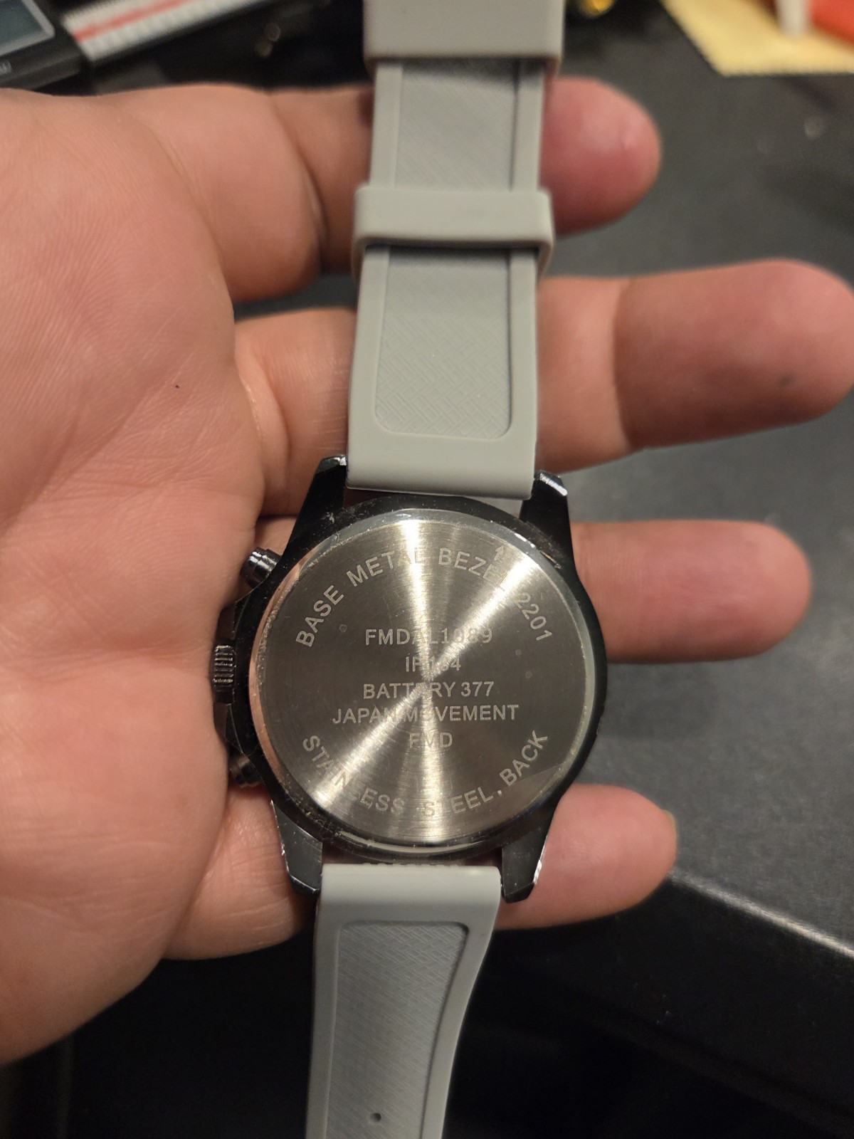 FMD Mens Chronograph Style Watch FMD Gray New Battery EUC C74