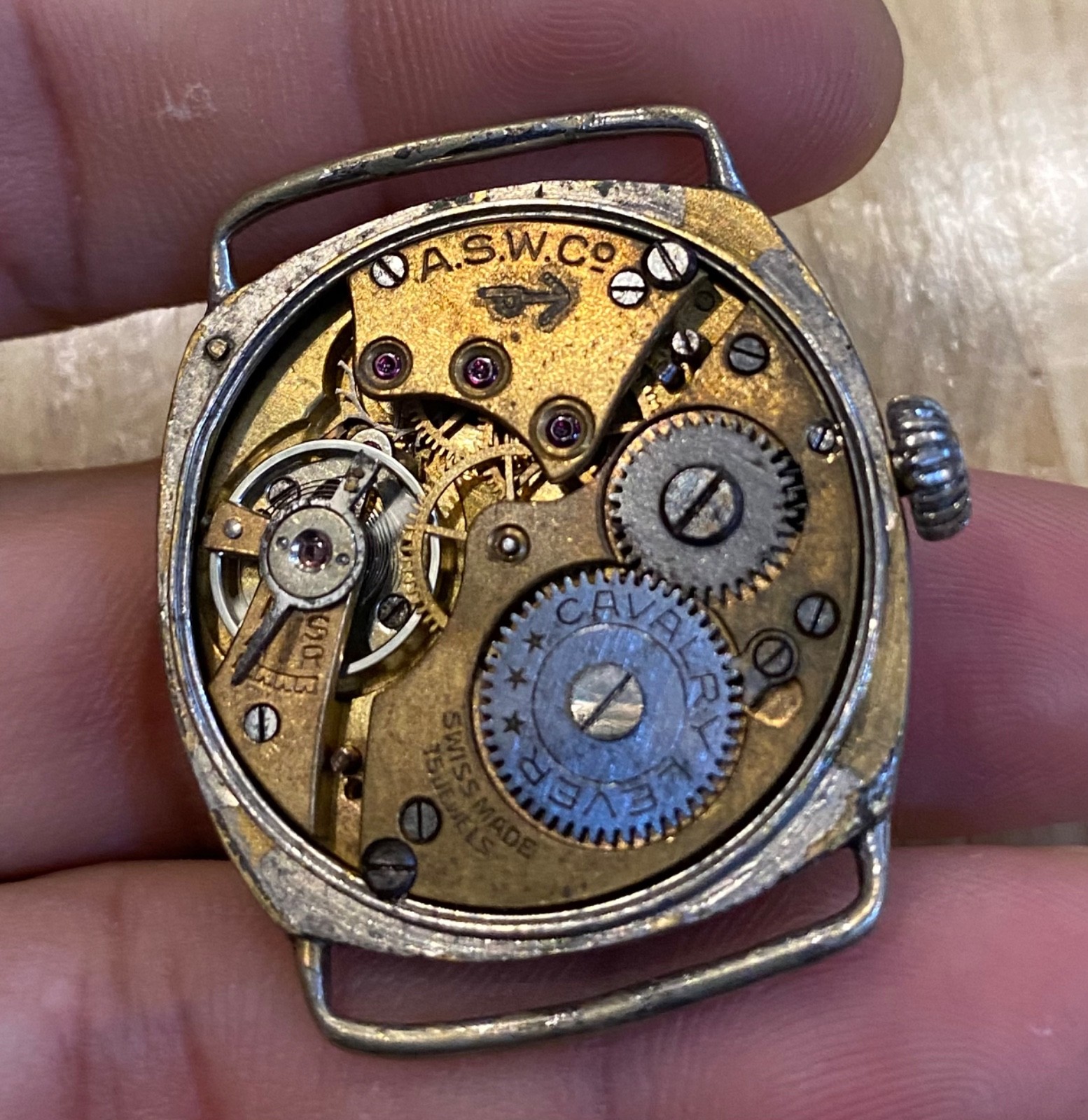 vintage early PAF Issued Anglo Swiss Watch Cushion Army Pakistan India PLS READ
