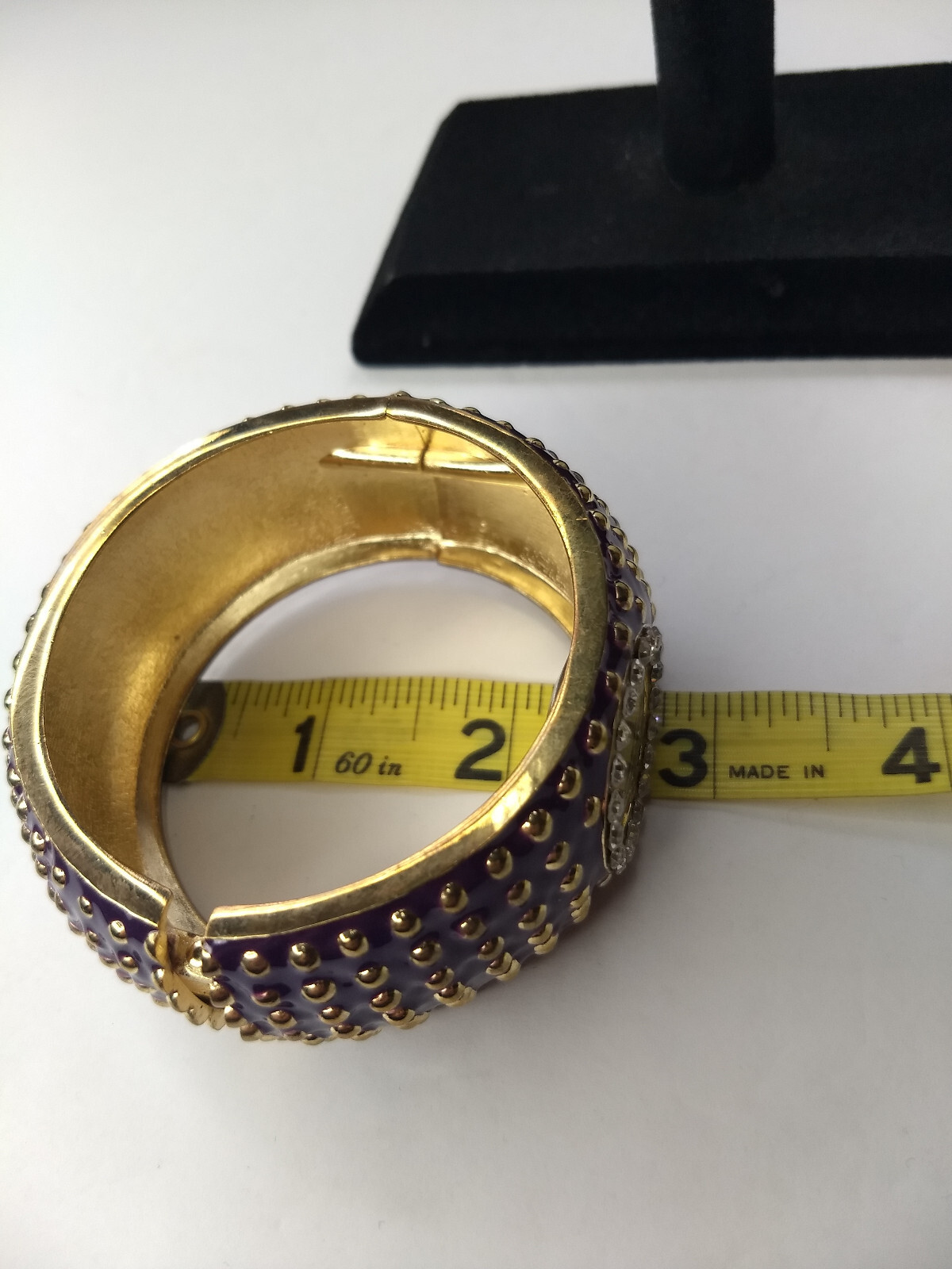 Jessica Carlyle Fashion Cuff Purple Gold Tone Watch Hinge New Battery Tested