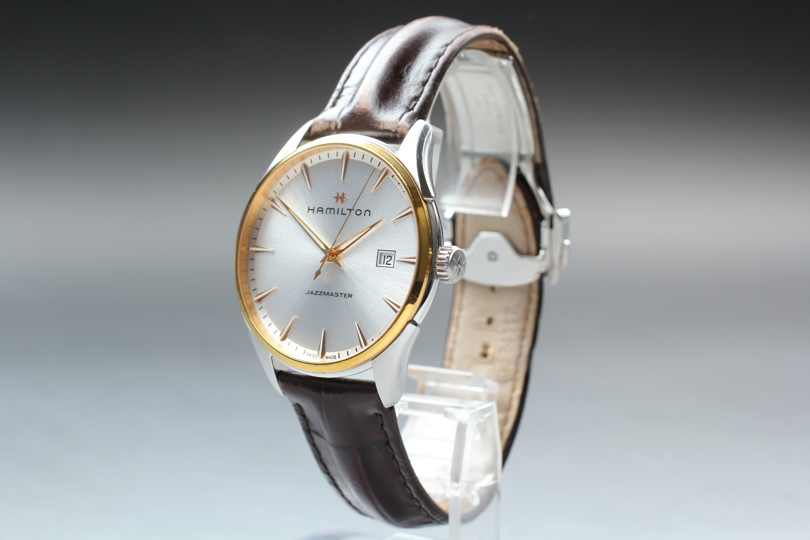 [Near MINT+] HAMILTON Jazzmaster H324410 Silver Dial Date Quartz Men’s Watch