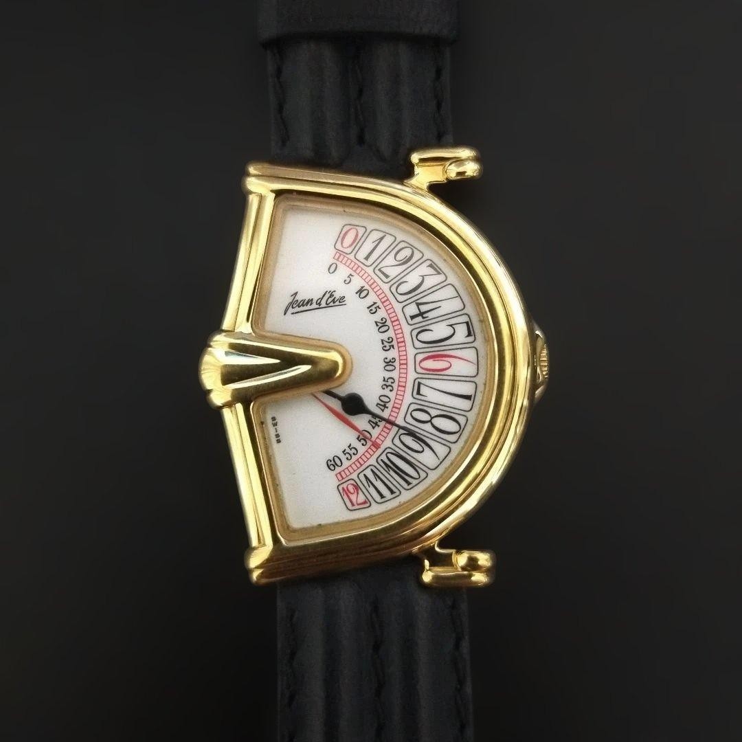 Jean D’Eve Sectora Gold Quartz Watch 28mm Working Vintage Rare from Japan