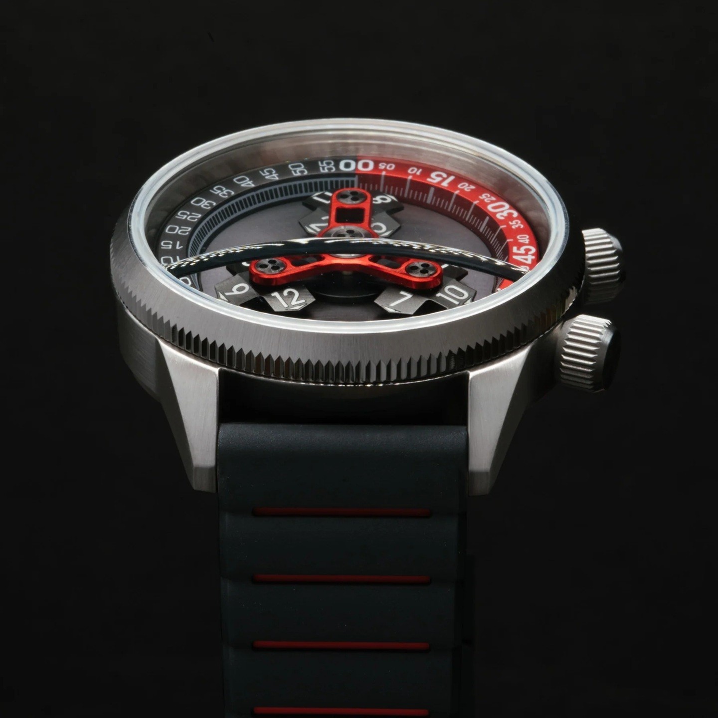 Xeric Vendetta II Automatic Wandering Hour Black Gray Red – Brand New