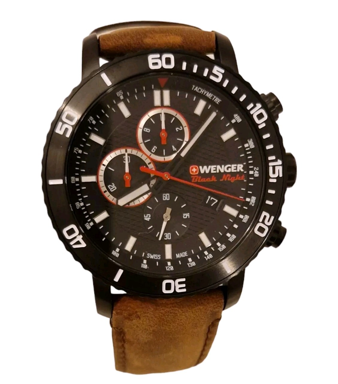 Watch Wenger Roadster Black Night 45mm Steel Black Dial Quartz Mens. RRP £299.00