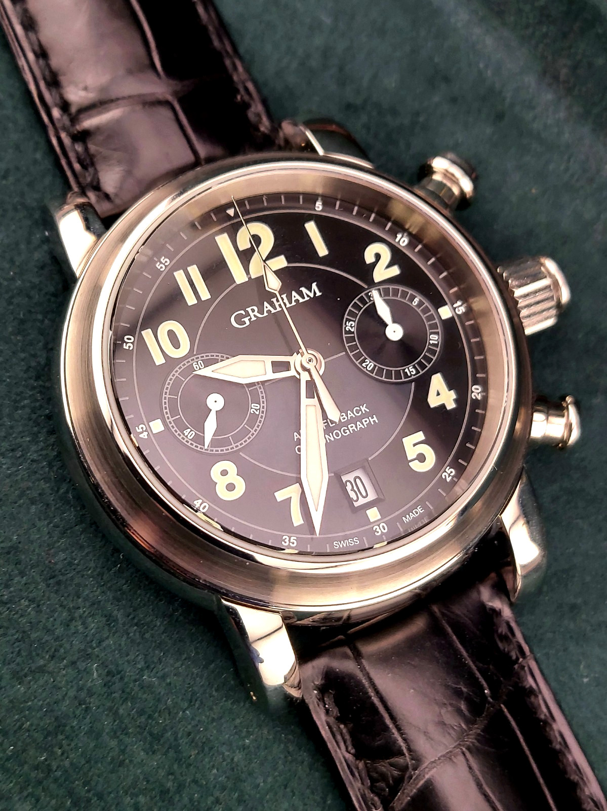 New Unworn Graham Aero Flyback Men’s Swiss Chronograph Watch Full Set Box Papers