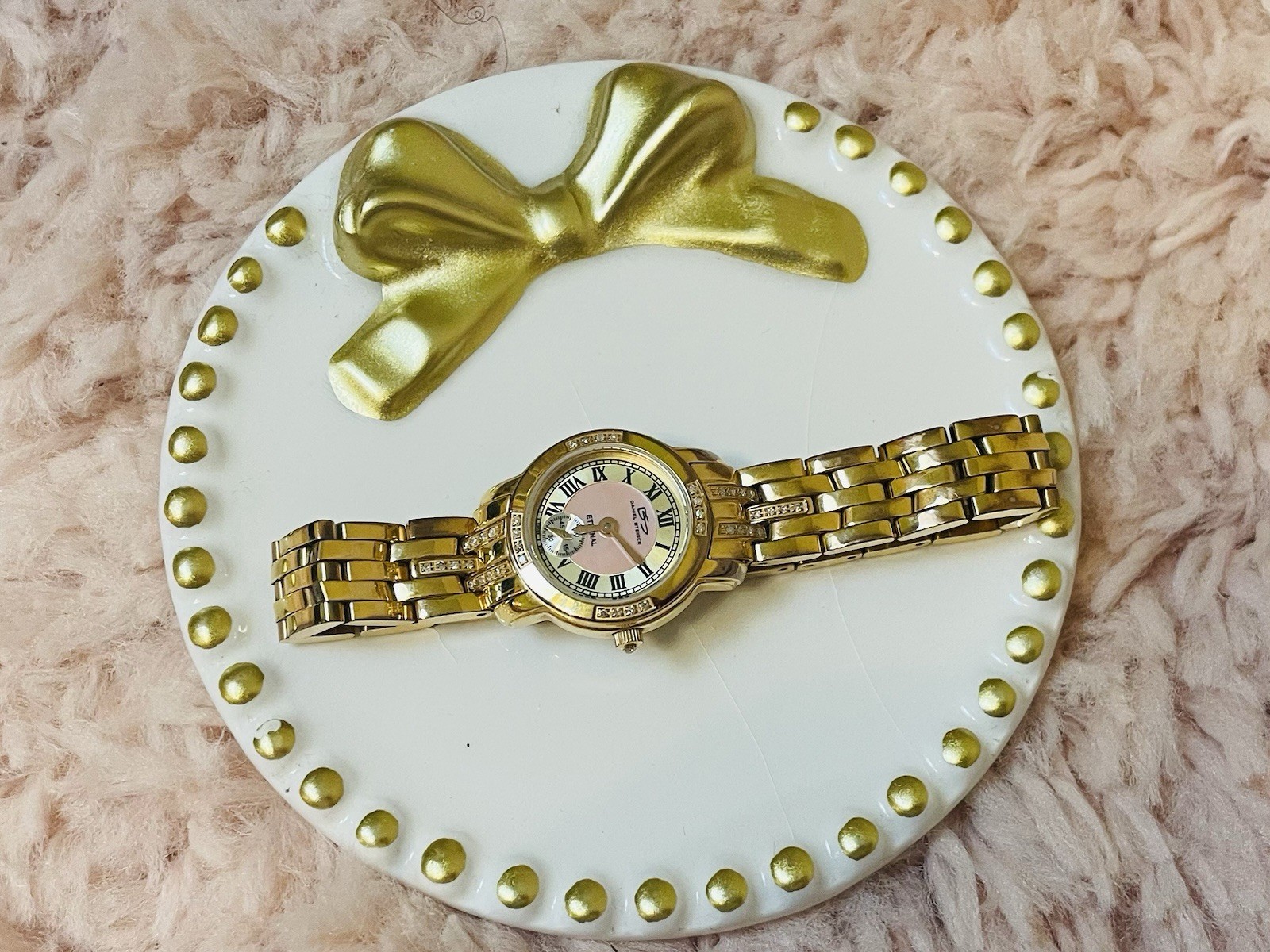 Daniel Steiger Eternal Womens Quartz Gold Tone Bracelet Pink Dial Roman Numerals