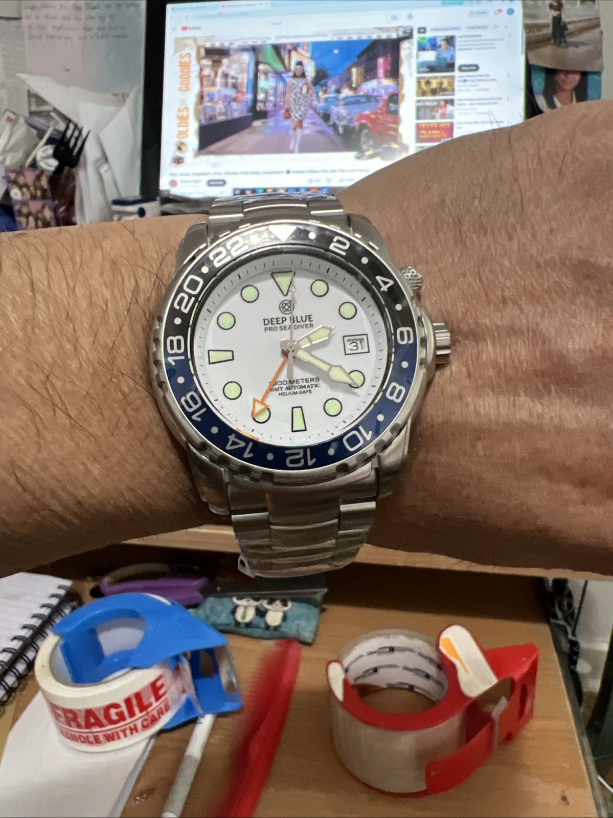 Authentic PRO SEA🎁DIVER 1000M GMT AUTOMATIC BLACK/BLUE BEZEL-WHITE DIAL (BNW)!