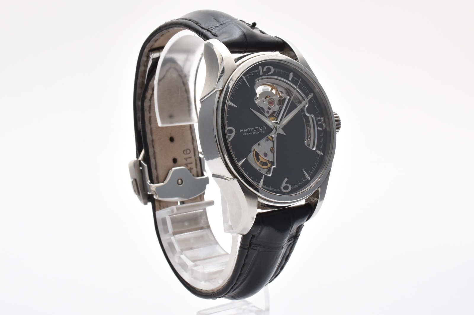 Hamilton Jazzmaster H325650 Men’s Wristwatch Black Dial Leather Band Japan