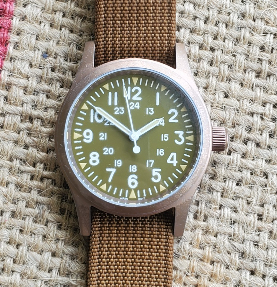 Miltado Classic Field Watch Bronze SS 100m Seiko VH31 Quartz Movt Sapphire