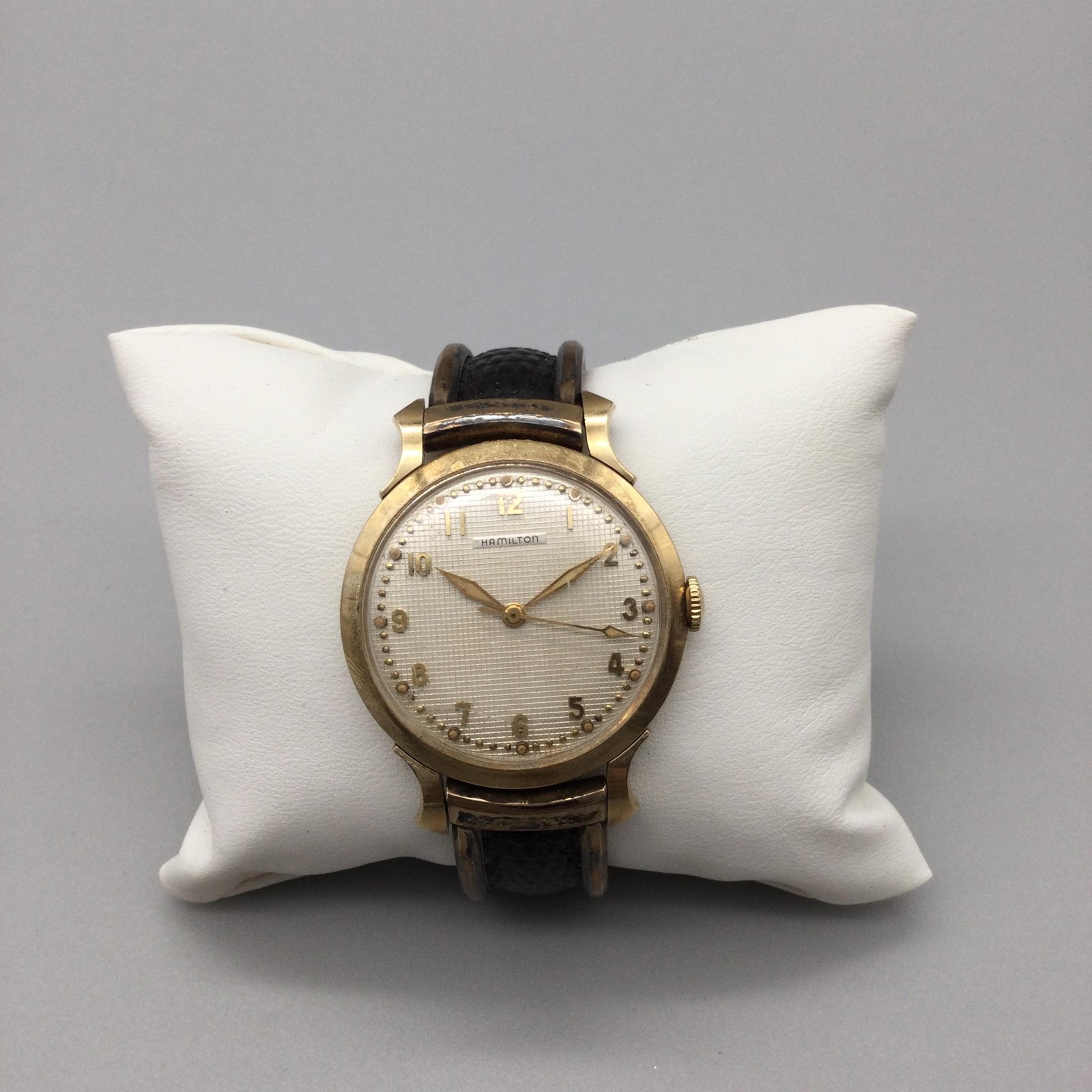 Vintage Hamilton Coleman Mens Watch 34mm Textured Dial Gold 10K Manual Wind