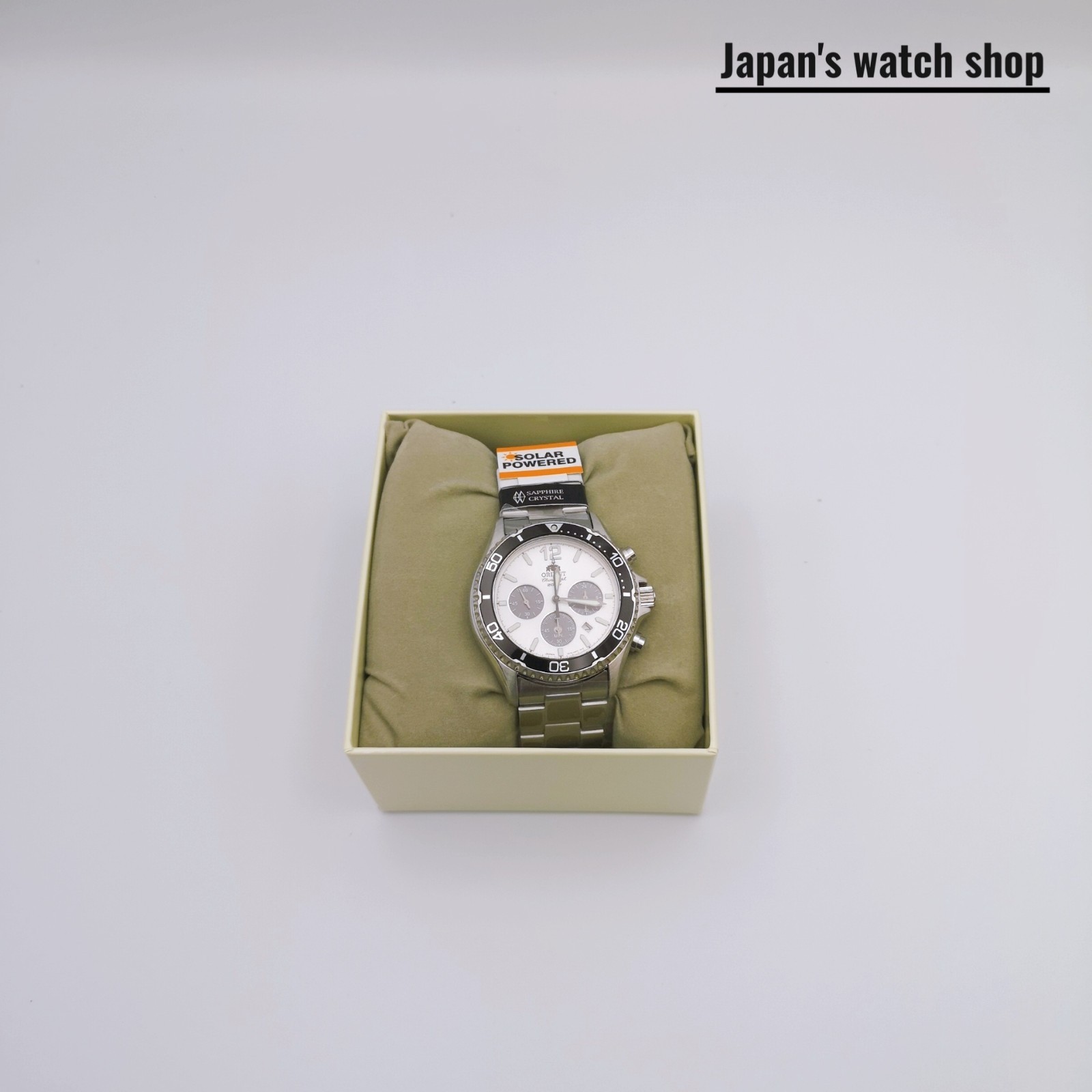 ORIENT Mako RN-TX0203S White Panda Solar Chronograph Men’s Watch New in Box