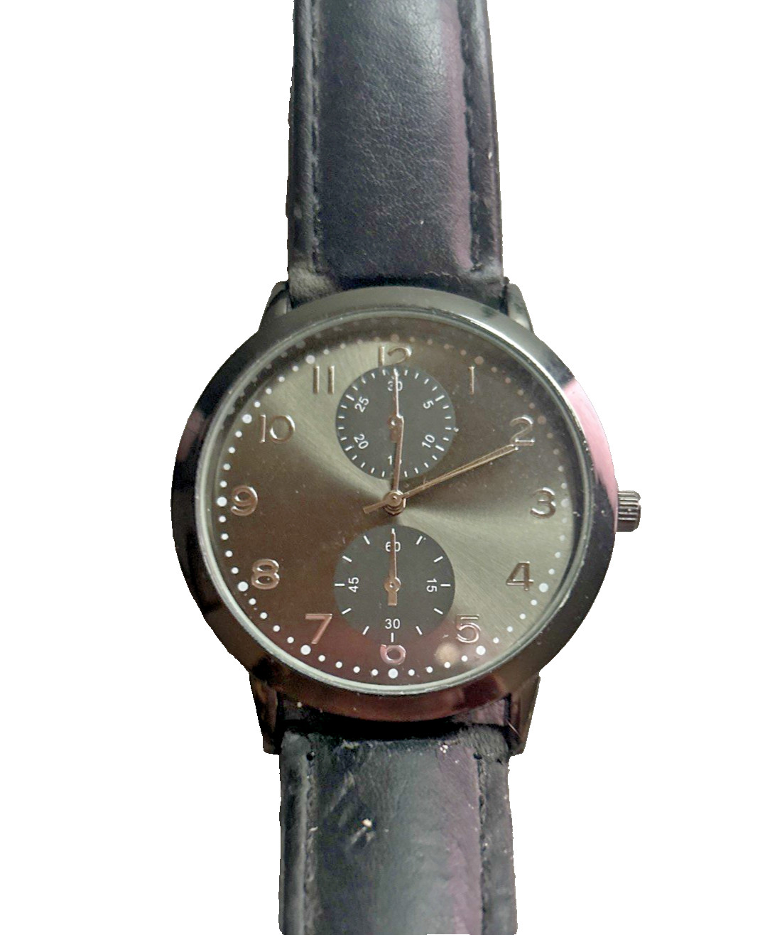 Unbranded Men’s 9.5″ Black Watch Faux Leather Band New Battery