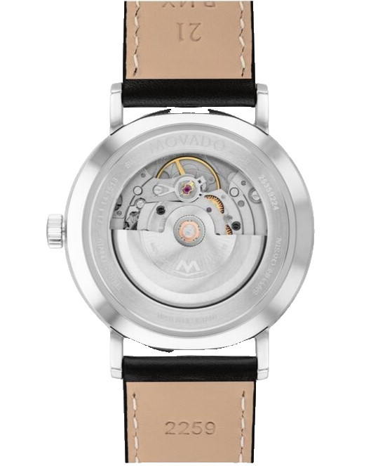 MOVADO SIGNATURE AUTOMATIC 0607684 BLACK DIAL & LEATHER STRAP 40MM MENS WATCH