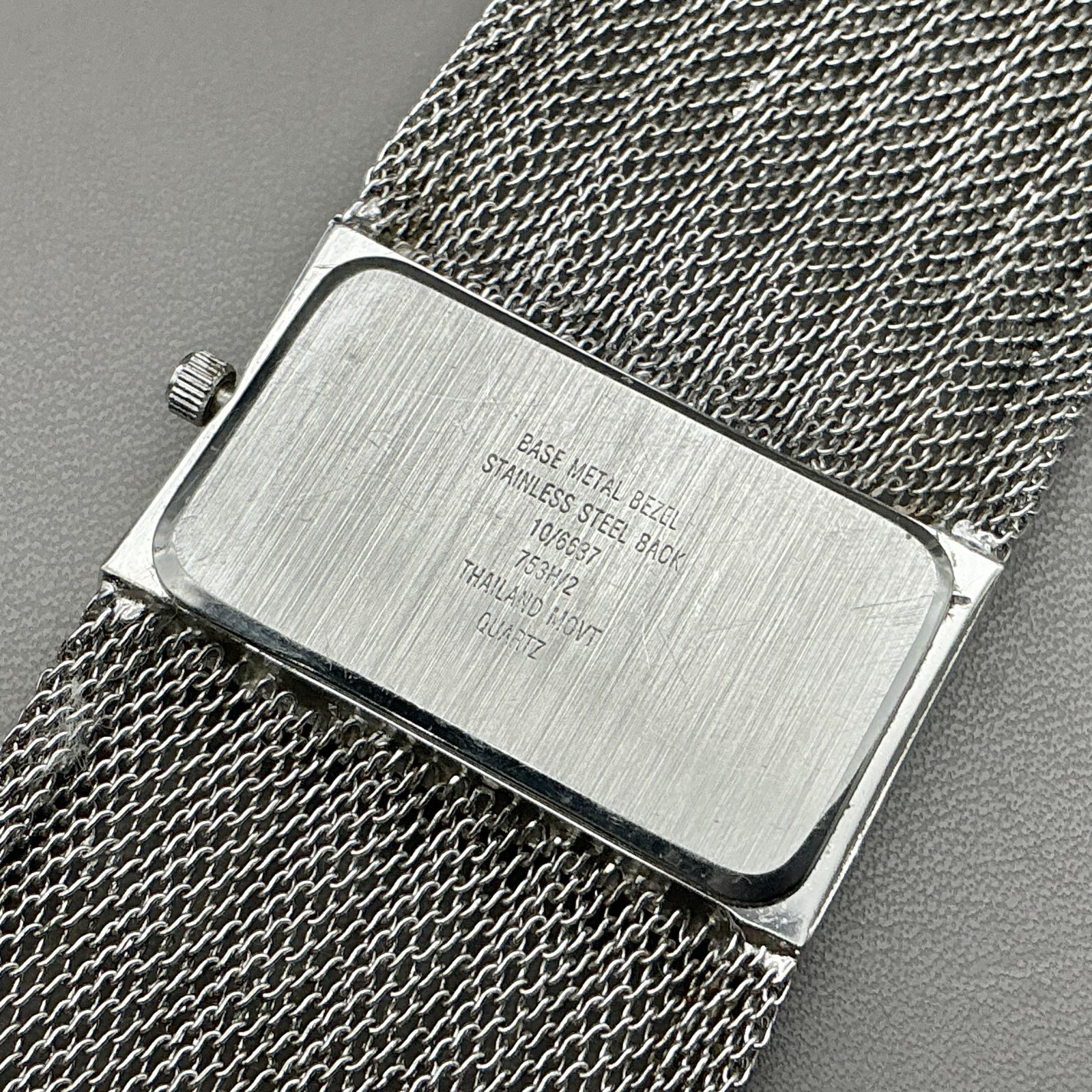 Anne Klein Womens Watch Silver Dial Mesh Bracelet Rectangle Diamond Quartz