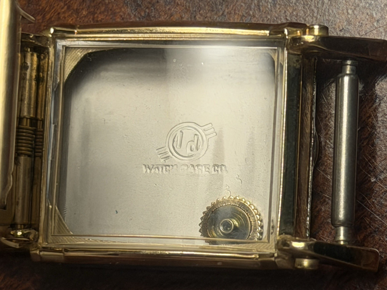 Vintage Defender WW II Era Hinged Picture Locket Wristwatch Gold Tone Case Rare!