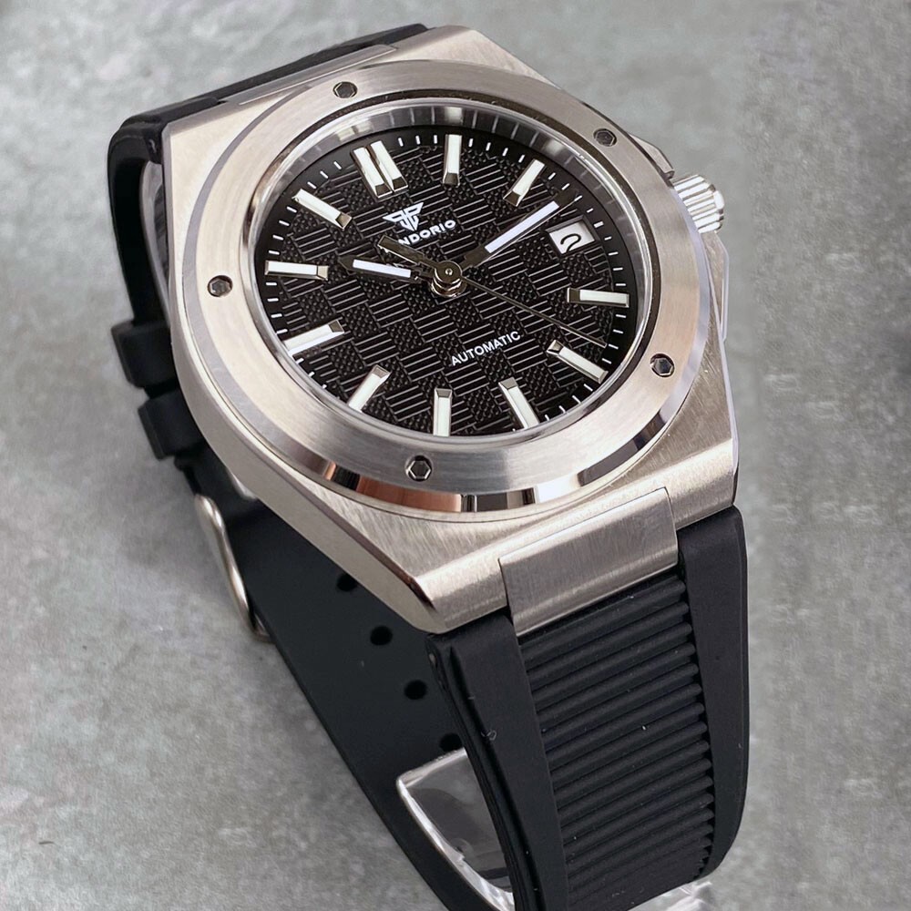 Tandorio New Black Business Luxury Engineer WristWatch Sapphire NH35A Men Watch