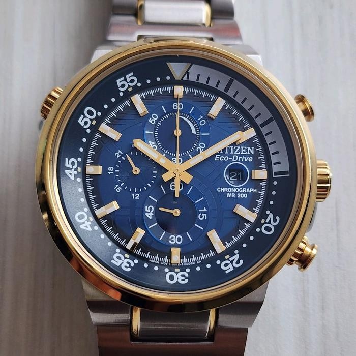 RARE Citizen Eco Drive Endeavor CA0444-50L Chronograph Two Tone Blue Dial