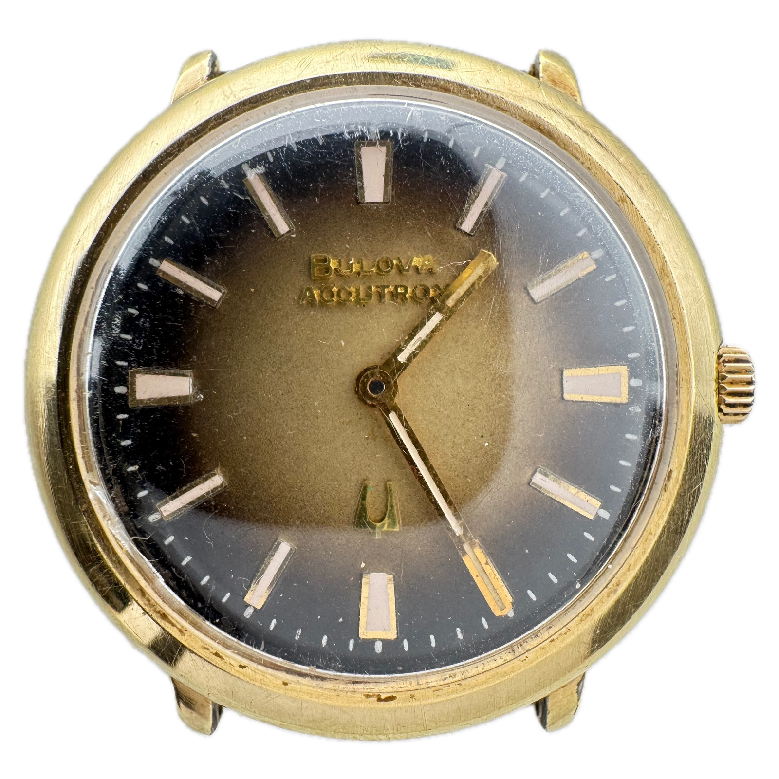 Vintage 36mm 1973 Accutron Ombre Dial UFO Tuning Fork Wristwatch Plated 221 0