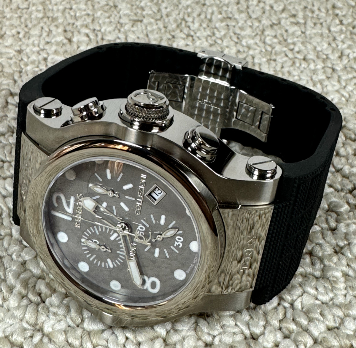 VTG. Renato T-Rex Mens Swiss Chronograph Diver Watch Titanium Onyx New in Box