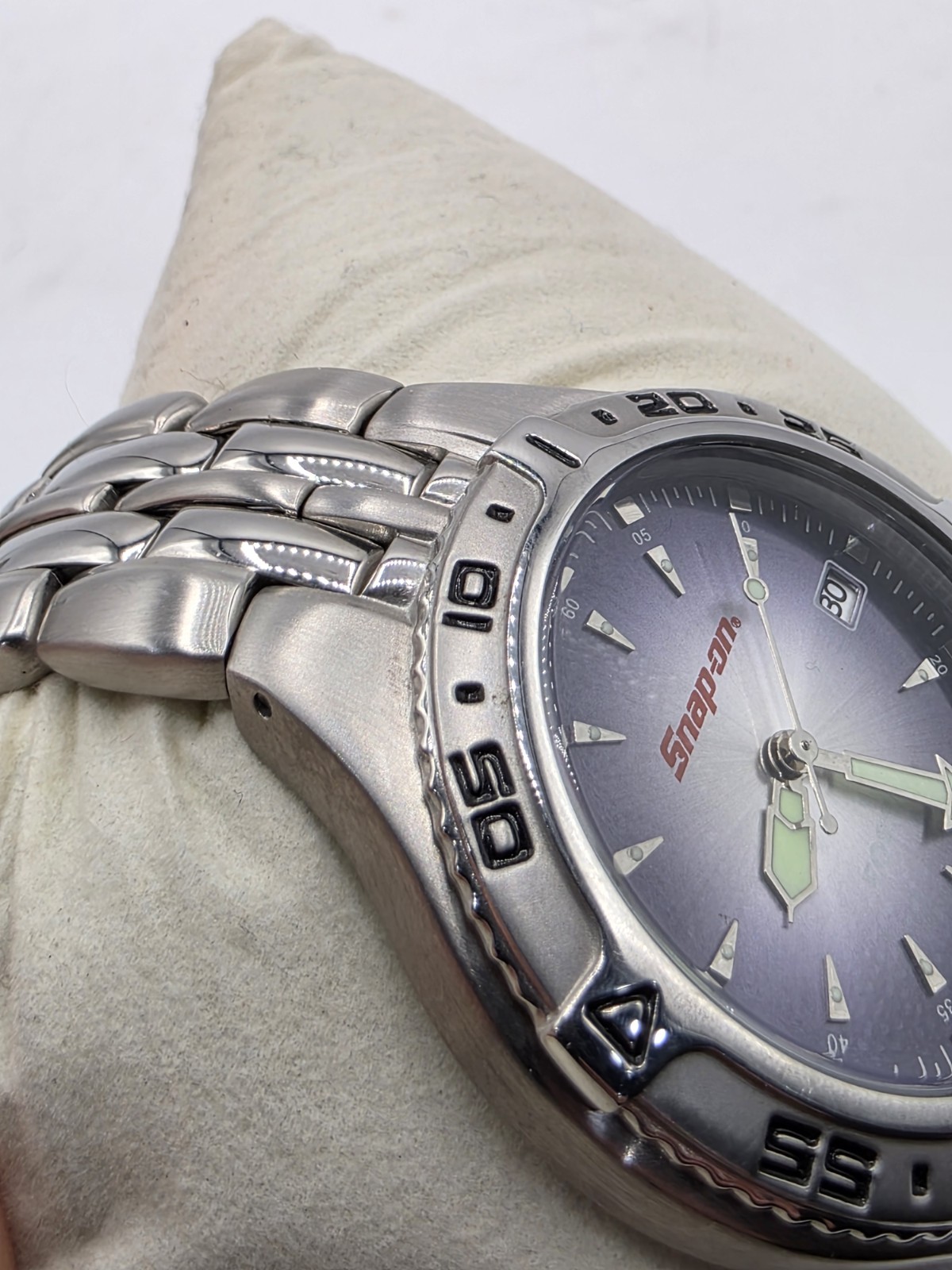 Fossil Snap-on Watch 41mm Stainless Steel Date Glow In Dark New Battery 7″
