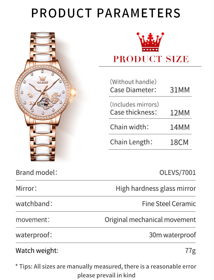 OLEVS Waterproof Luminous Diamonds Dials Automatic Mechanical Watch Women’s