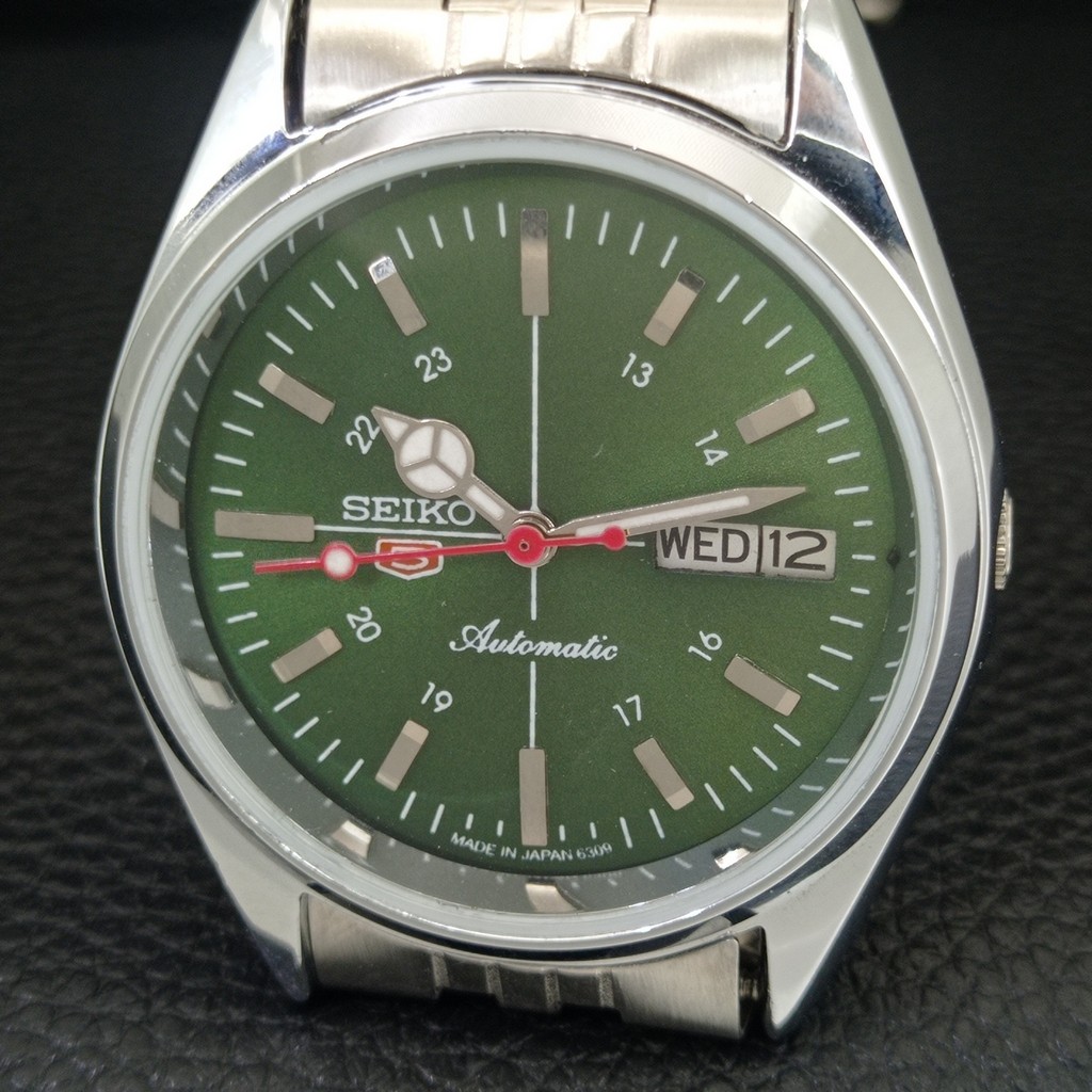 REFURBISHED SEIKO 5 AUTOMATIC 6309A VINTAGE JAPAN MENS GREEN WATCH a442786-1