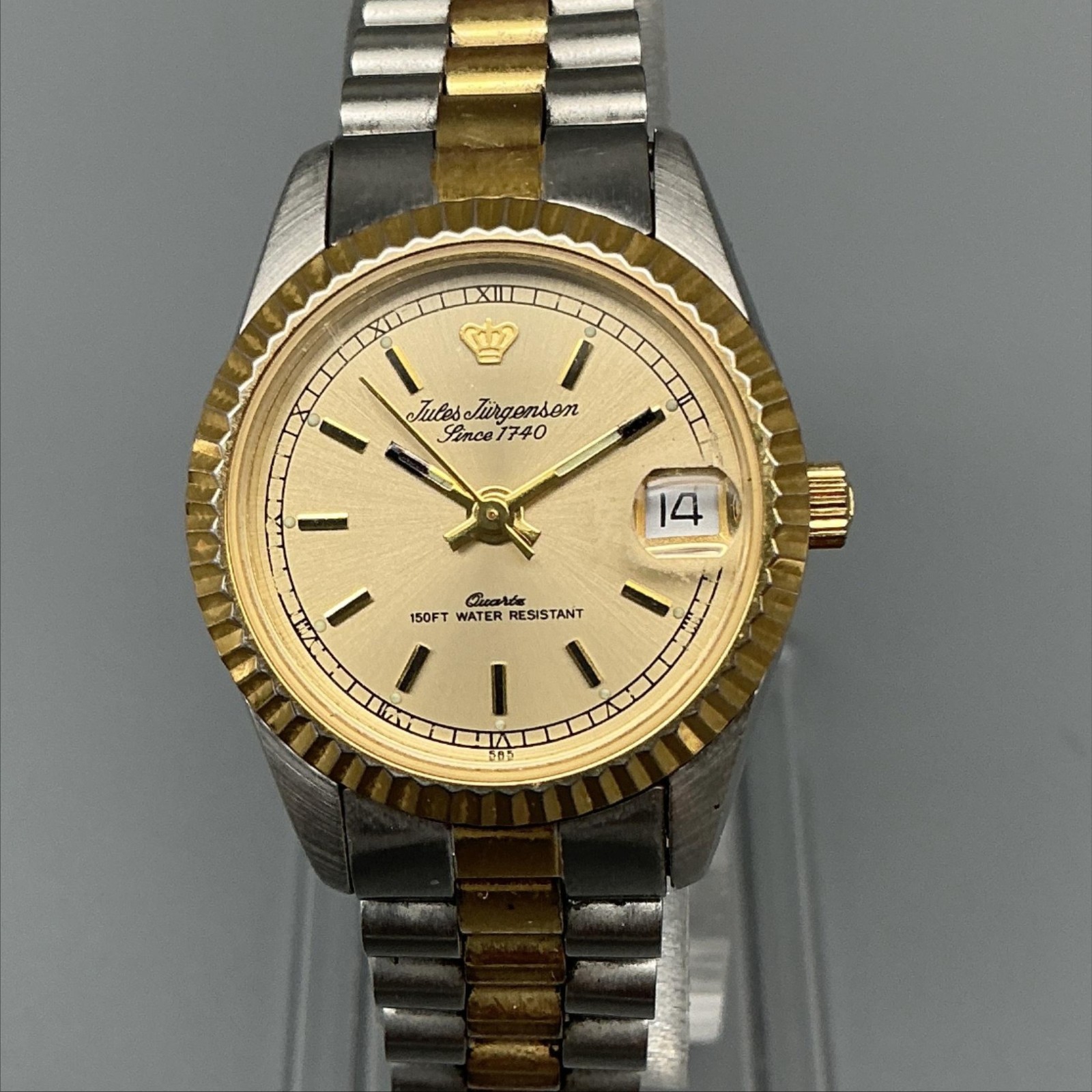 Jules Jurgensen Womens Watch 25mm Champagne Dial Date Two Tone New Battery 6″