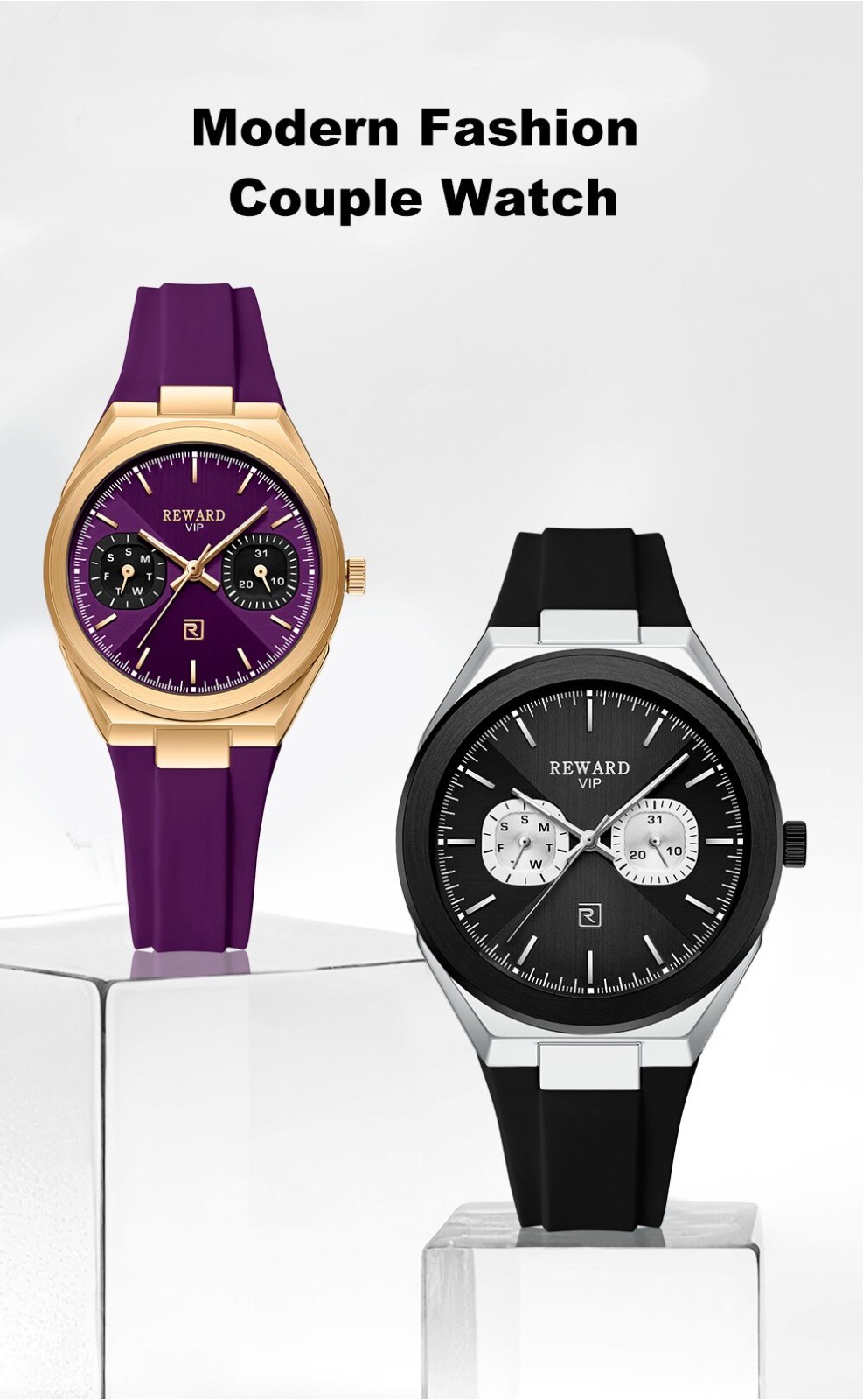 REWARD Men’s Business Week Luminous Multifunction Calendar Couple Quartz Watch