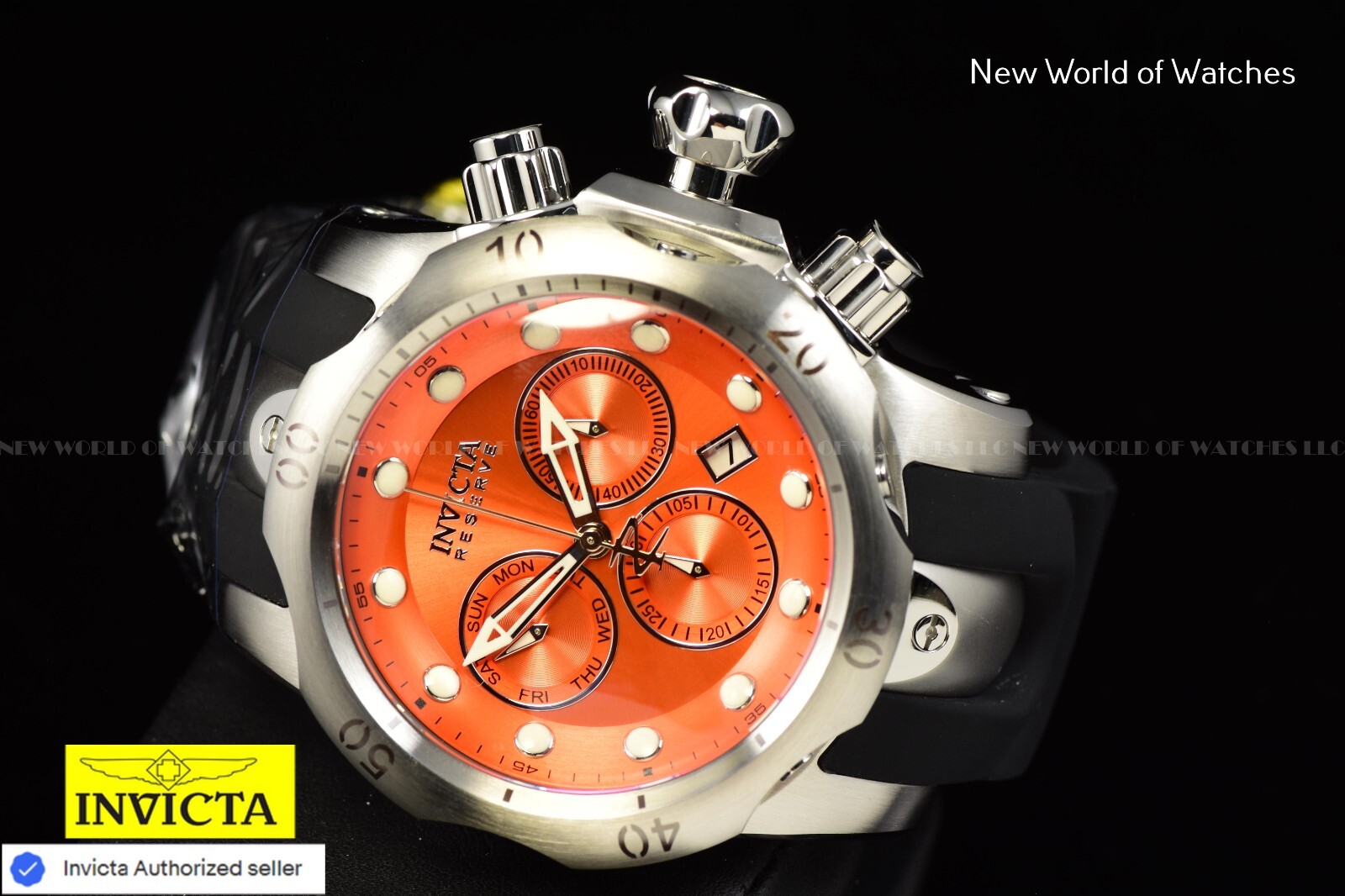 Invicta Venom Swiss Ronda Z60 Caliber 53.7mm Orange Chronograph Dial Men’s Watch