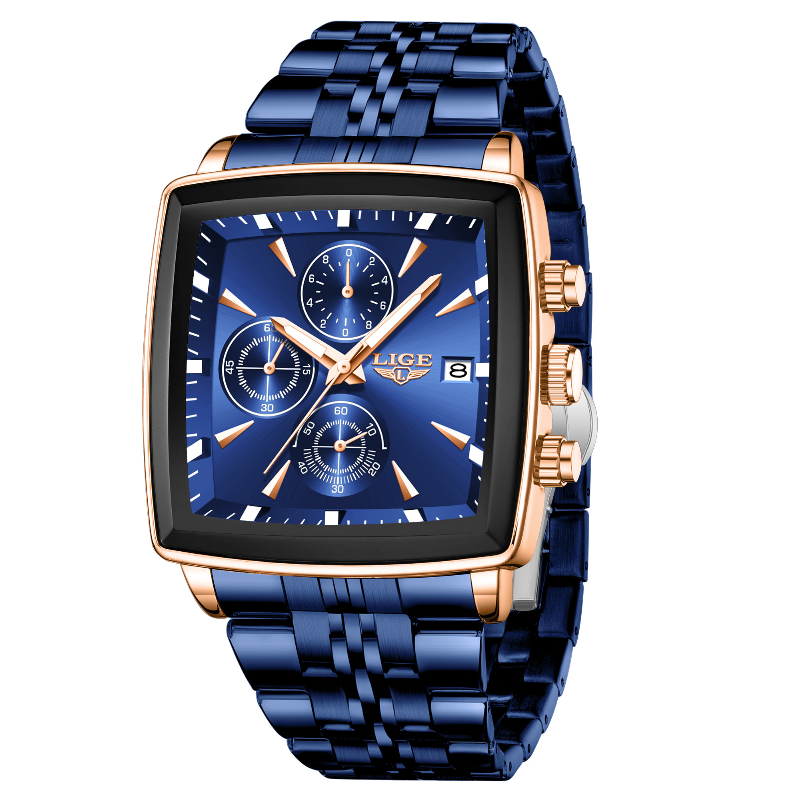 Men’s Business Watch Stainless Steel Quartz Date Luminous Waterproof Wristwatch