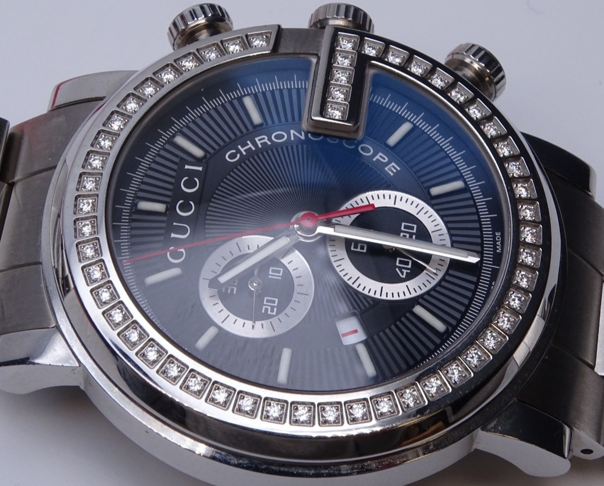 Men’s Gucci 101m G Chrono FActory Set Diamond Watch 44mm (17570-Watch-MYS)