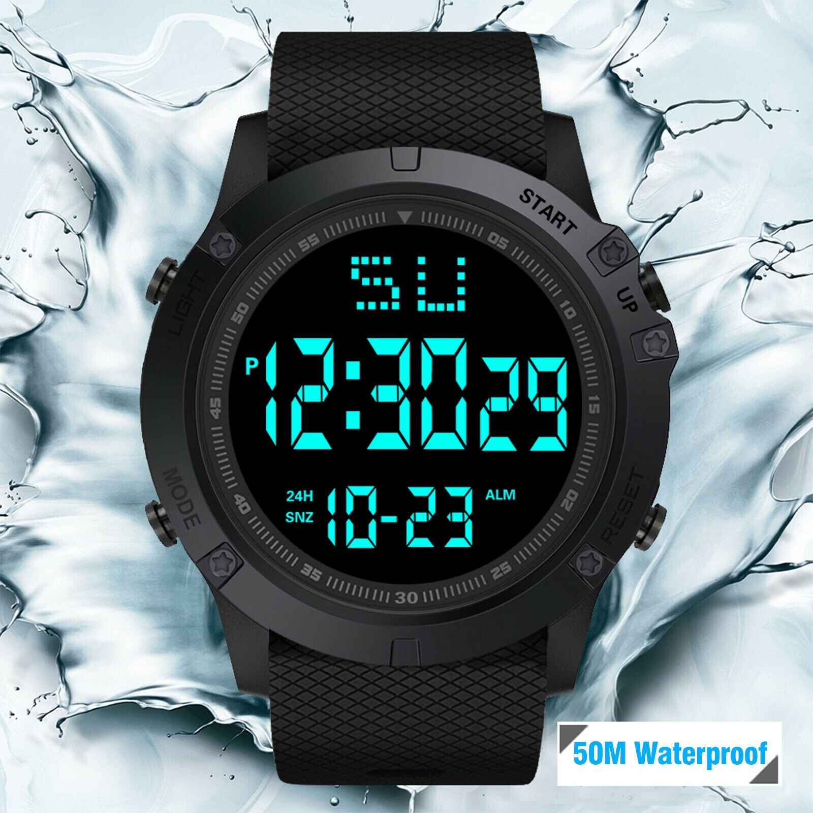 Fashion Men’s LED Sports Waterproof Watch Large Digital Multifunction Wristwatch