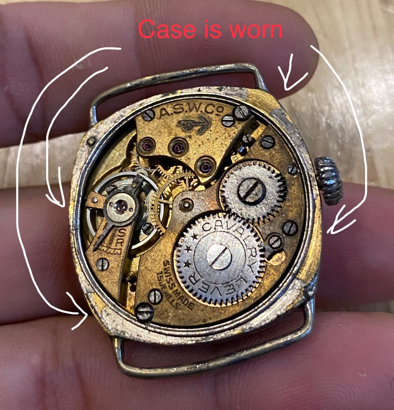 vintage early PAF Issued Anglo Swiss Watch Cushion Army Pakistan India PLS READ